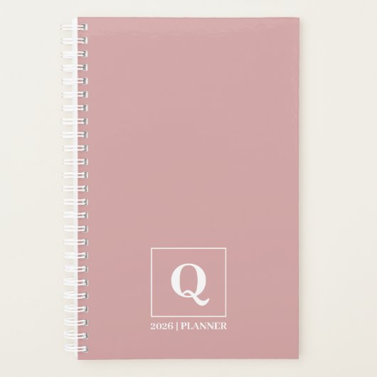 Custom Minimalist Feminine Dusty Rose 2026 Planner (Voorkant)