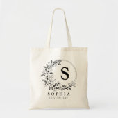 Custom Minimalist Floral Monogram Bride Bridesmaid Tote Bag (Voorkant)