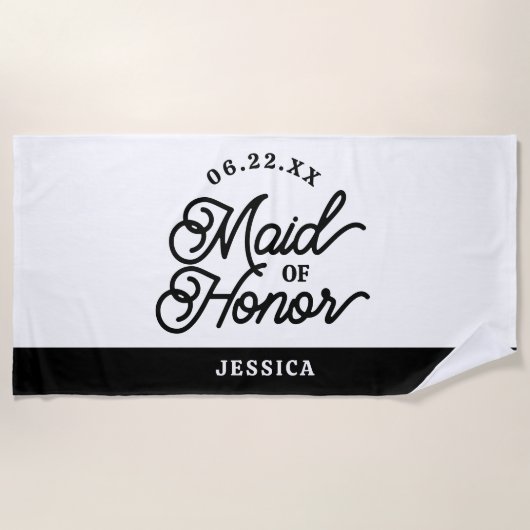 Custom Minimalist Maid of Honor Beach Towel Strandlaken (Voorkant)