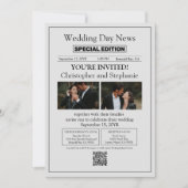 Custom Minimalist Modern Script Newspaper Wedding Kaart (Voorkant)