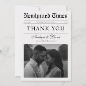 Custom Minimalist Newspaper Elegant Photo Wedding Bedankkaart (Voorkant)