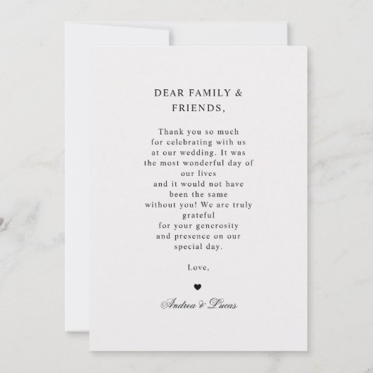 Custom Minimalist Newspaper Elegant Photo Wedding Bedankkaart (Achterkant)