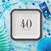 Custom Minimalist Plates, Black and White Birthday Papieren Bordje (Feest)