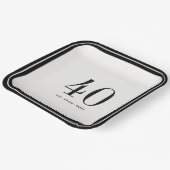 Custom Minimalist Plates, Black and White Birthday Papieren Bordje (Gebogen)
