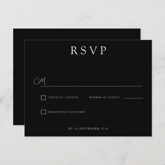 Custom Minimalist Wedding RSVP Aankondigingskaart (Voorkant / Achterkant)