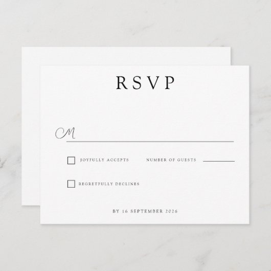Custom Minimalist Wedding RSVP Aankondigingskaart (Voorkant / Achterkant)