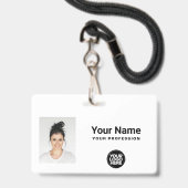 Custom Minimalist White Employee Logo Lanyard Badge (Voorzijde met lanyard)