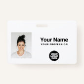 Custom Minimalist White Employee Logo Lanyard Badge (Voorkant)