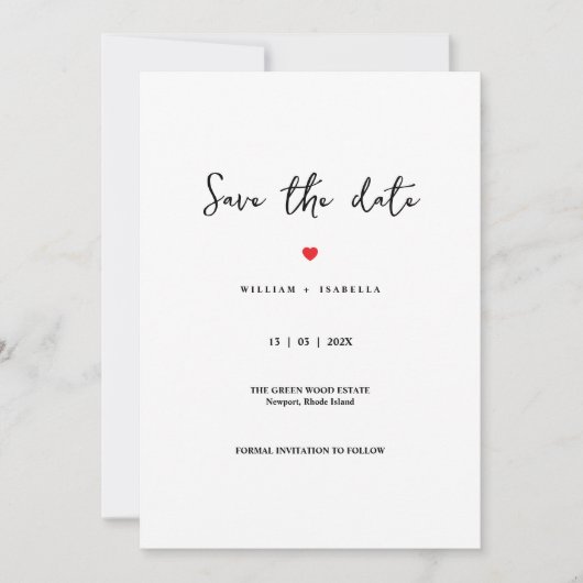 Custom Minimalistic Wedding Save the Date  (Voorkant)
