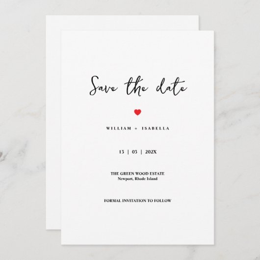 Custom Minimalistic Wedding Save the Date  (Voorkant / Achterkant)