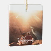 Custom Minimoon Nanomoon Honeymoon foto souvenir Keramisch Ornament (Rechts)