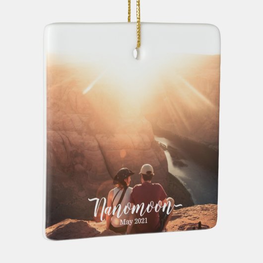 Custom Minimoon Nanomoon Honeymoon foto souvenir Keramisch Ornament (Rechts)