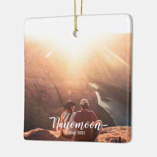 Custom Minimoon Nanomoon Honeymoon foto souvenir Keramisch Ornament (Links)