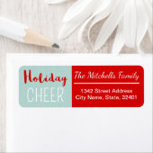 Custom Mint and Red Kerstvakanay Cheer Etiket (Insitu)