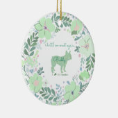 Custom Mint Green French Bulldog with Name & Photo Keramisch Ornament (Rechts)