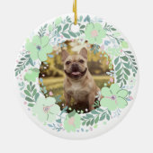 Custom Mint Green French Bulldog with Name & Photo Keramisch Ornament (Achterkant)