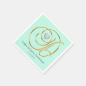 Custom Mint Green Gold Monogrammed D Wedding Servet (Hoek)