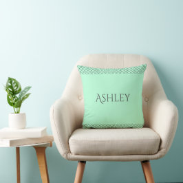 Custom Mint Green Throw Pillow | Name & Initials Kussen