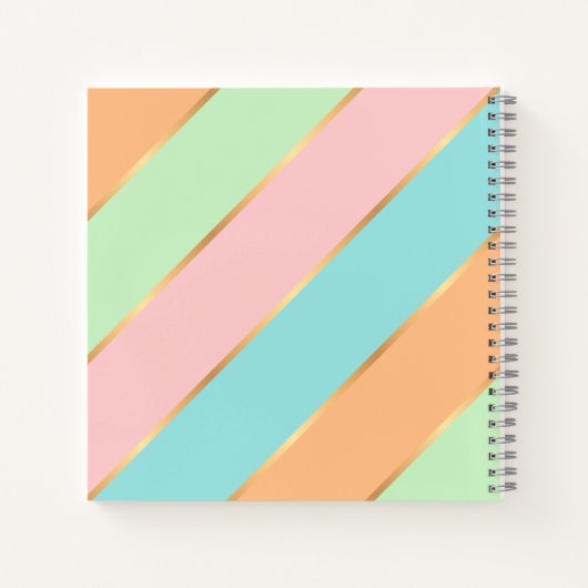 Custom Mint Groen Turquoise Blauw Roze Gouden Stre Notitieboek (Achterkant)
