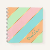 Custom Mint Groen Turquoise Blauw Roze Gouden Stre Notitieboek (Voorkant)