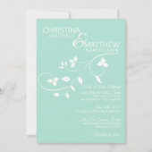 Custom MINT groen wit blad wijnstok bruiloft Kaart (Voorkant)