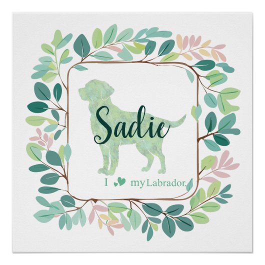 Custom Mint Labrador Retriever Silhouette Poster (Voorkant)