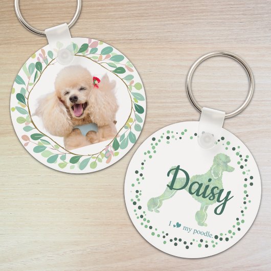 Custom mint poodle keychain Photo Personalized