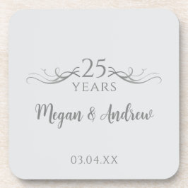 Custom Modern 25th Wedding Jubileum Party Bier Onderzetter
