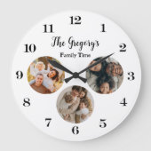 Custom Modern 3 Fotocollage Fun Family Time Pun Grote Klok (Voorkant)