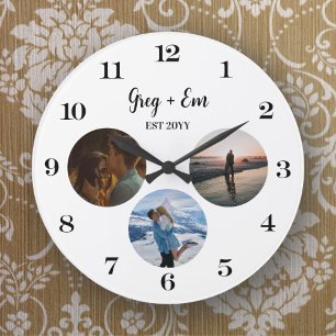 Custom Modern 3 Photo Collage Nieuw Weds Grote Klok