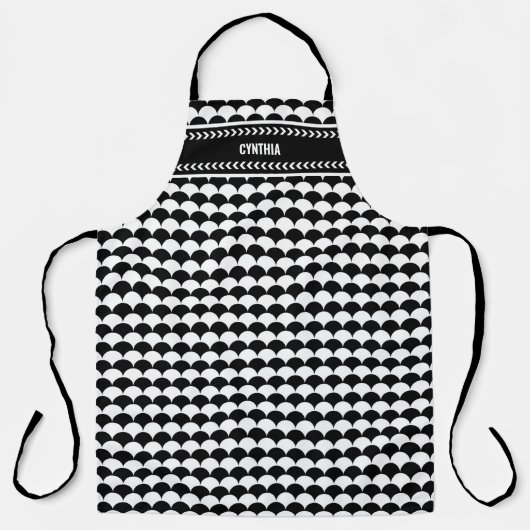 Custom Modern Abstract Zwart-wit Schort (Voorkant)
