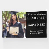 Custom Modern Afstuderen Foto, Zwart-wit Spandoek (Horizontaal)