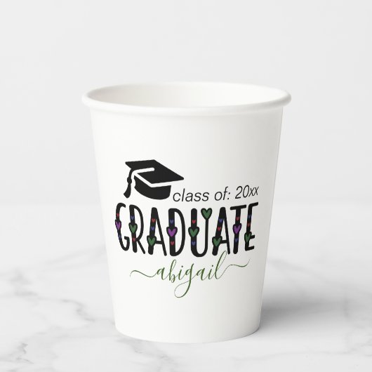 Custom Modern Afstuderen jaarklasse van Papieren Bekers (Achterkant)
