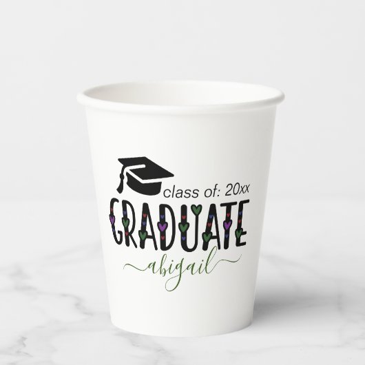 Custom Modern Afstuderen jaarklasse van Papieren Bekers (Voorkant)