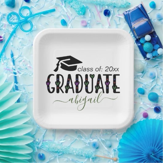 Custom Modern Afstuderen jaarklasse van Papieren Bordje (Feest)