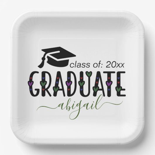 Custom Modern Afstuderen jaarklasse van Papieren Bordje (Voorkant)