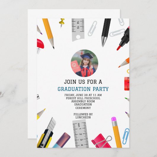 Custom modern afstuderen kinder kleuterschool kaart (Voorkant / Achterkant)