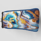 Custom Modern Aqua Paarse Golden Monogram Hoesje-M Golfheadcover (Voorkant)