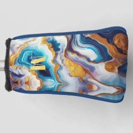 Custom Modern Aqua Paarse Golden Monogram Hoesje-M Golfheadcover