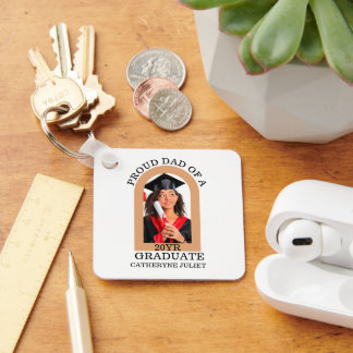 Custom Modern Arch Foto trotse dad afstuderen Sleutelhanger