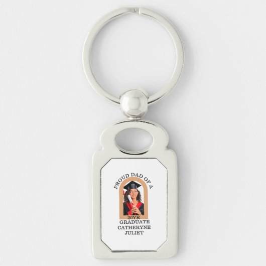 Custom Modern Arch Foto trotse dad afstuderen Sleutelhanger (Voorkant)