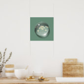 Custom Modern Art Bloem Waterdrop Groen Poster (Keuken)