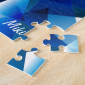 Custom Modern Artistiek Kleurrijk Abstract Blauw Legpuzzel (Zijkant)