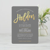 CUSTOM modern Bar Mitzvah gray faux gold HOLDEN Kaart (Staand voorkant)