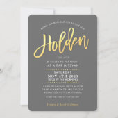 CUSTOM modern Bar Mitzvah gray faux gold HOLDEN Kaart (Voorkant)