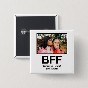 Custom modern best friend forever bff photo vierkante button 5,1 cm