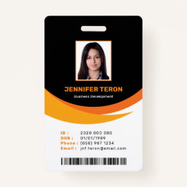 Custom Modern Black Employee ID Kaart met barcode Badge
