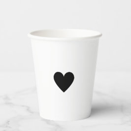 Custom Modern Black Heart Papieren Bekers
