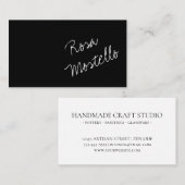 Custom Modern Black Minimalist Script Professional Visitekaartje (Voorkant / Achterkant)