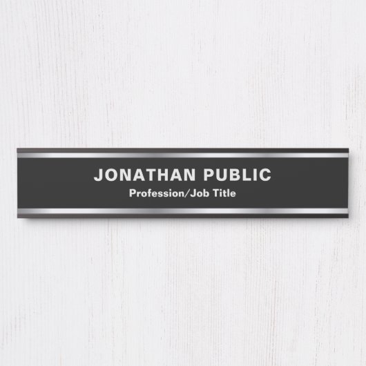 Custom Modern Black & Silver Glamour Luxurious Deurbordje (Voorkant)